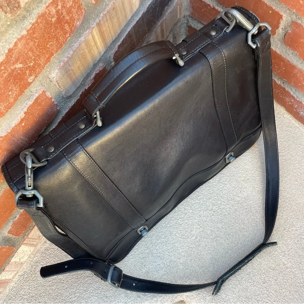 DILANA VTG Black Leather Travel Briefcase